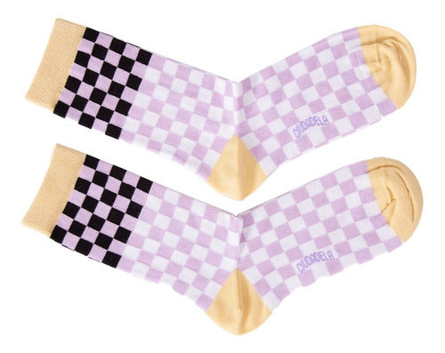 Ciudadela Cotton Mid-Calf Socks with Printed Cuff Yey 1276 21