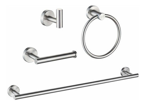 Marmolux Acc Set of 4 Bathroom Accessories - Brushed Chrome 0