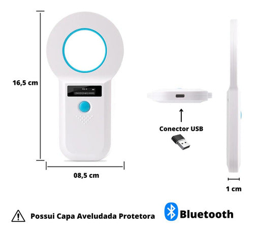 Kit 30 Microchip 2,12/12mm E Leitor Portátil Bluetooth 1