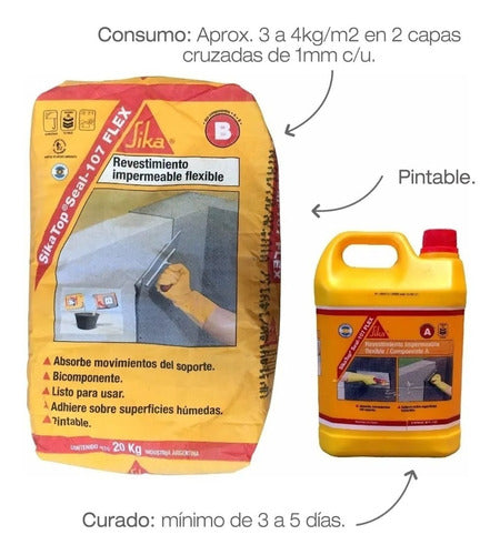 Cemento Impermeabilizante Sikatop Seal 107 Flex Para Piletas 1