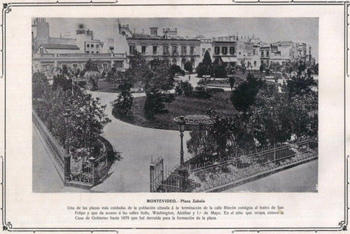 Montevideo Antiguo Plaza Zabala Año 1910 - Lámina 45x30 Cm. 4