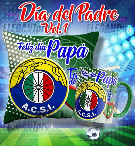 Plantillas Sublimación Padre Tazas + Cojines Fútbol Chileno 6