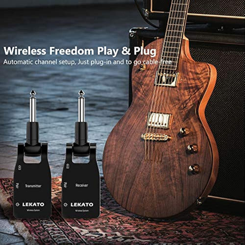 Lekato Wireless Guitar Transmitter Receiver 2.4g Rechargeable 2