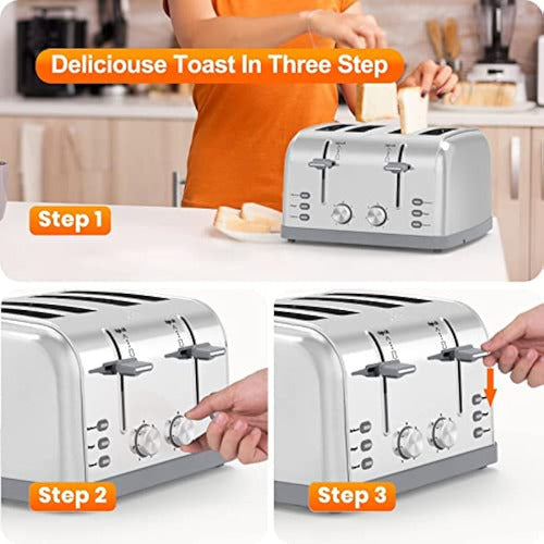 Lainsten 4-Slice Retro Stainless Steel Toaster 5