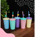 Reusable Plastic Cup 300cc X20u with Straw and Identifiable Cup Holder 2