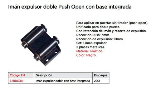 Iman Expulsor Doble Push Open Base Negro Pack X 5 Unidades 3