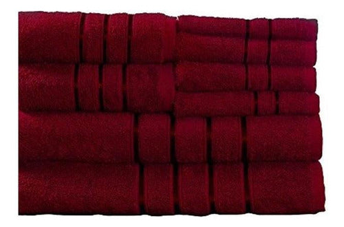 Lavish Home Luxurious 8-Piece 100% Cotton Plush Bath Towel Set in Burgundy 1