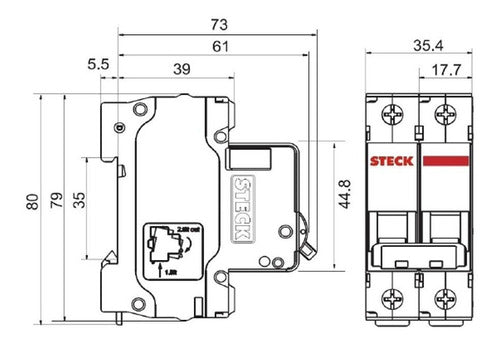 Steck 2x32A Thermal Magnetic Circuit Breaker - IRAM Certified 2