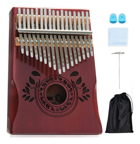 Kalimba 17 Notas Profesional De Madera Caoba + Accesorios 0