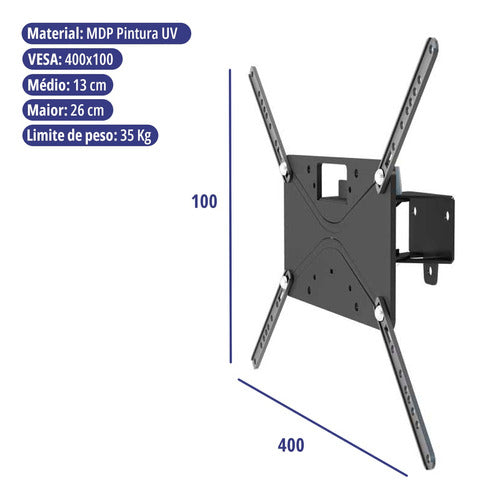 Suporte Para Tv Fixo Lcd Led 32  47  A 56  Multivisão 600pr 3