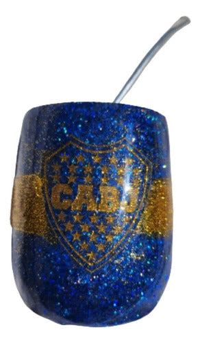 Polux Decoraciones Mate Madera Con Resina Y Glitter Boca Juniors 0