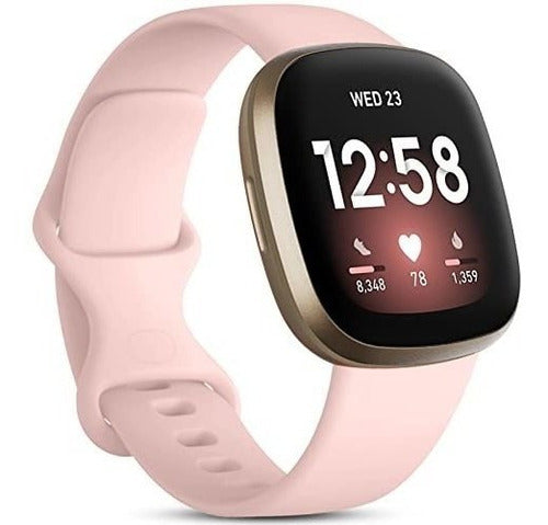 Odbeai Silicone Band for Fitbit Versa 3-4, Sense2 - Pink Sand Small 0