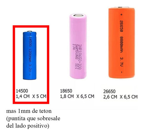 Genérica 1 Pila Bateria 14500 3.7V 1200 mAh Con Teton Recargable 1