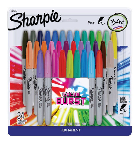 Marcadores Fino Permanente Sharpie Burst X34 Febo 0