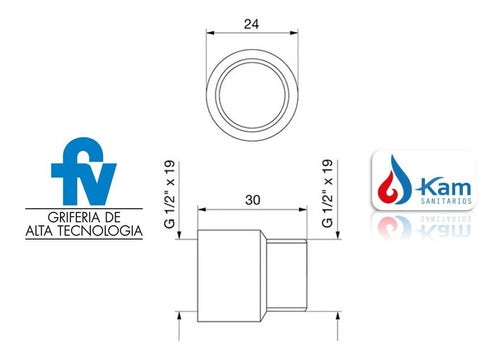 F&V Roseta Holder Bushing G1/2 X 19 Dry DF.0103-18.0 3