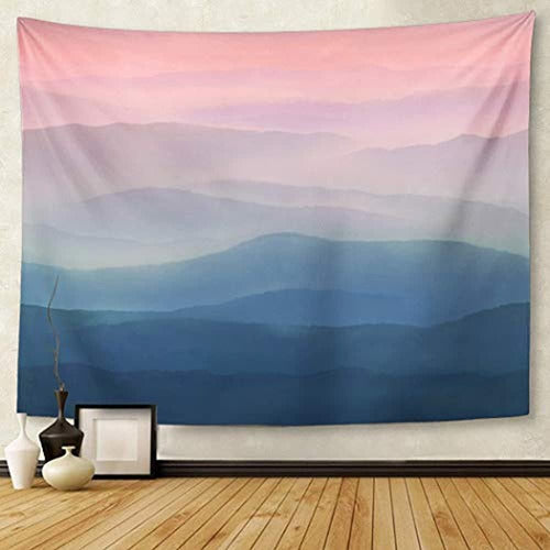 Tompop Tapiz Grey Hazy Pastel Sky En Acuarela Azul Rosa Alta 1