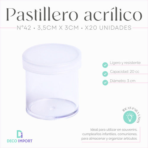 Deco Import Acrylic Pillbox Souvenir Set of 20 Units 3.5cm X 3cm N°42 1