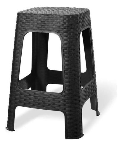 POO X4 Stackable Reinforced Plastic Rattan Style Stools 2