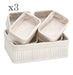 Trendy Store Set of 3 Bamboo Baskets - White Fabric Large, Medium, Small 0