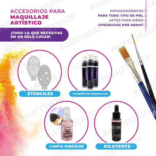 Glow Body Art Kit Maquillaje Artístico X 14 + Pinceles Artístico 2