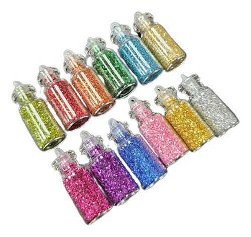 Set 12 Mini Pigmentos Glitter Purpurina Para Resina Uñas 1