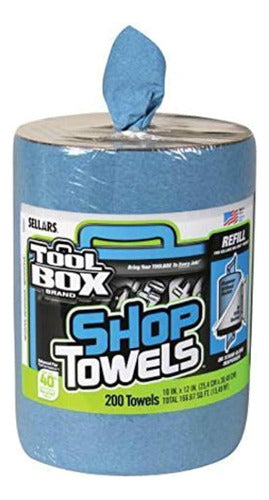 Sellars Toolbox Blue Shop Towels, Big Grip Bucket Refill, 20 0