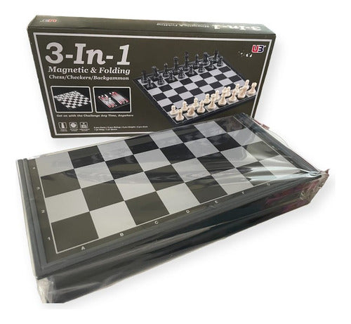 Generic Chess + Checkers + Backgammon 3-in-1 Folding Game Set 2