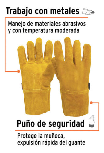 Truper Guantes Descarne Carnaza Soldador Puño Corto P/ Obra Soldar 1