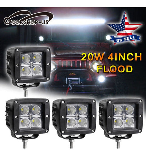 4 X 4  20w Led Barra De Luz De Trabajo Inundación Offroad Ni 1