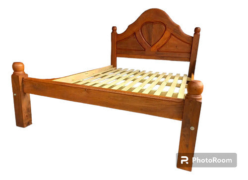 Premium Solid Pure Carob Wood Double Bed Frame 3