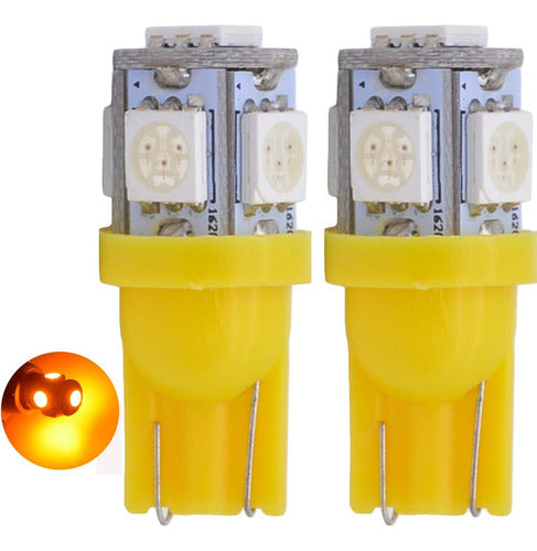 Kit of 2 T10 W5W 5 LED SMD Yellow Piojito Position Lamps 0