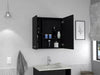 Colosal Amoblamientos Black Bathroom Cabinet with Mirror, 2 Doors and Shelves 3