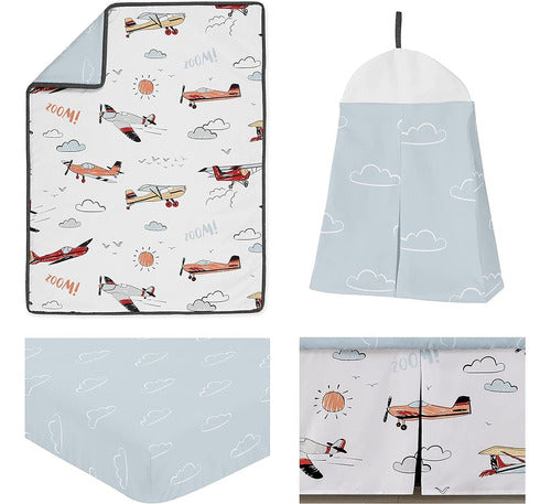 Sweet Jojo Designs Vintage Airplane Baby Boy Nursery Bedding 1