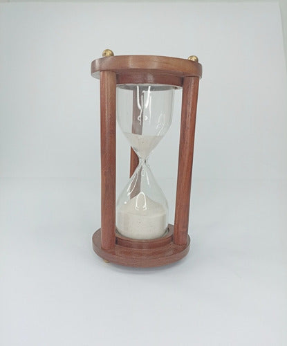 Elegant Wood & Bronze Hourglass Timer - 5 Minutes, 16 x 8 cm 2