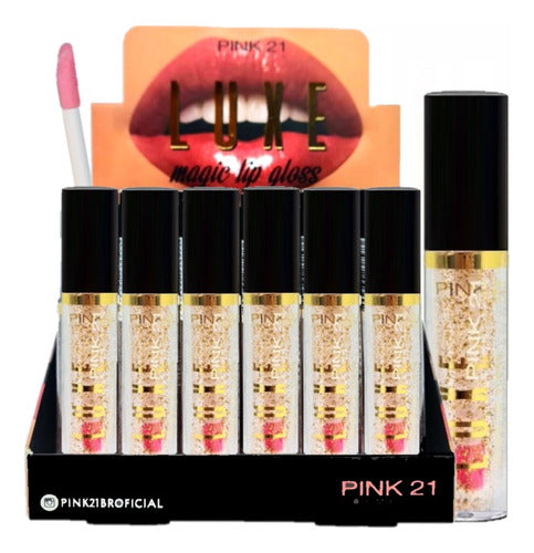 12 Lip Gloss Hidratante Magico Luxe Cs3600 Pink 21 Atacado S 2