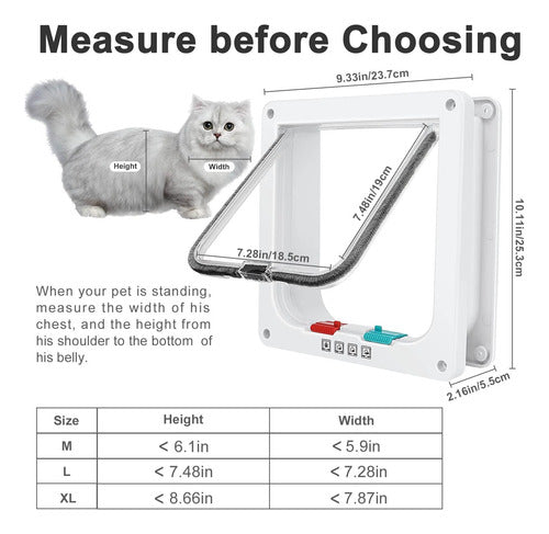 Puerta Seguridad P/ Mascotas Gatos 4 Vias Bloqueo Exterior 5