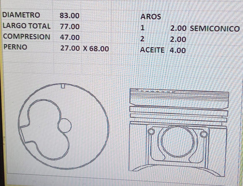 Toyota Pistones 1c Std (4mm) (83mm) Tik Corolla 1988-1992 1