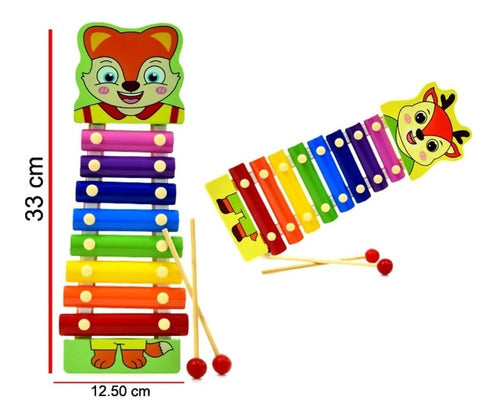 Xilofon Musical Infantil De 8 Notas Grande Madera Y Metal 2