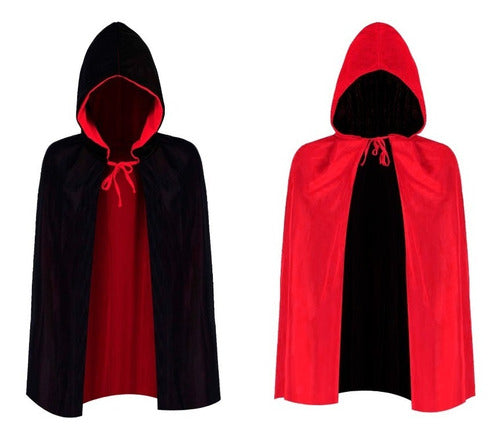 Reversible Black/Red Hooded Cape Costume 80cm 0