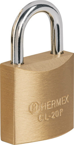 Candado De Bronce 20mm Con 2 Llaves Hermex Basic Pack X 2 1