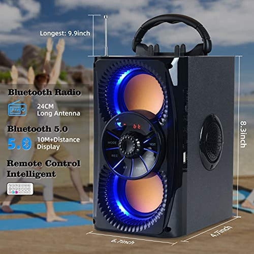 Dindin Altavoces Bluetooth, Altavoz Inalámbrico Portátil Con Luces 3