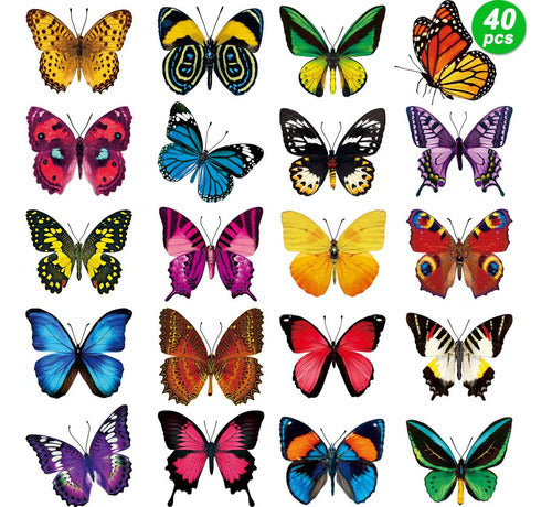 Outus Multicolor Butterfly Window Clings - 40 Pieces for Decoration 1