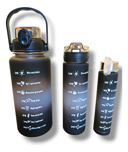 Set of 3 Motivational Sports Water Bottles with Time Tracker 24