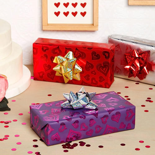 Juvale Holographic Gift Wrapping Paper with Hearts for Valentine's 1