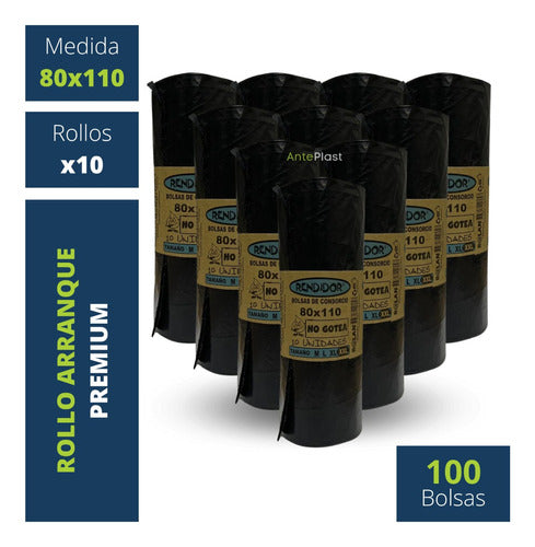 Pack of 10 Premium Quality Black 80x110 Leak-proof Waste Bags 0