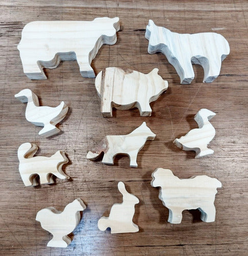 L&C Animals De Madera Granja Sin Pintar Waldorf 10 Piezas 1