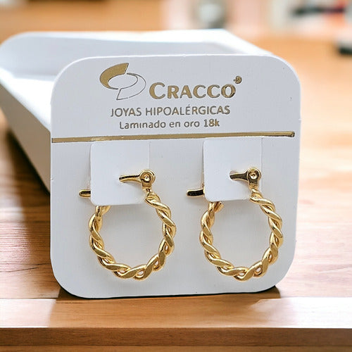 Cracco Italian Hoop Earrings Laminated in 18K Gold 201103 4