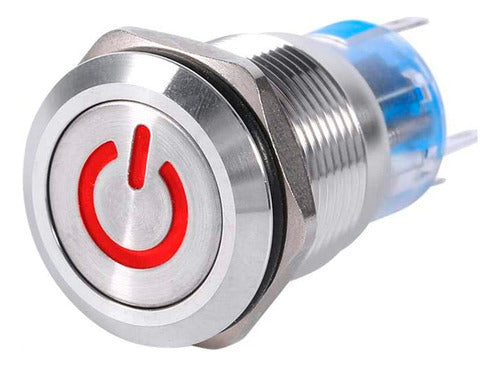 Marimon Electrónica Button Pulsador Metal Logo S/ Retención 22mm Led Rojo A 12v 0