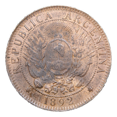 Alegoría de la República Argentina 2 Centavos 1892 Excelente CJ 33 1