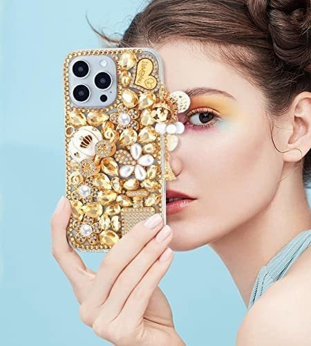 Threesee Funda Glamour Glitter Y Correa iPhone 14 Pro 6.1 Dorada 1